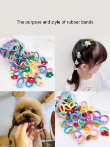 10pcs Fruit Design Random Color Pet Hair Tie For Dog And Cat For Decoration - Multicolor - View 2