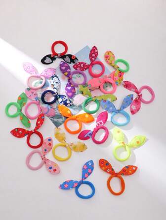 10pcs Bow Decor Random Color Pet Hair Tie For Dog And Cat For Decoration
