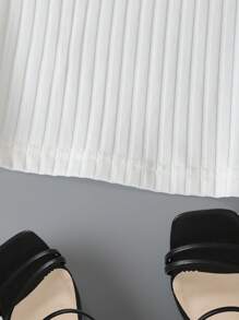 SHEIN EZwear Áo khoác và áo lót dành cho xe tăng nữ Gân đan Lá thư Nhiệt đới Giải trí - trắng - Xem 6