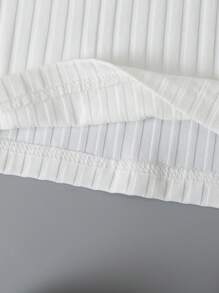 SHEIN EZwear Áo khoác và áo lót dành cho xe tăng nữ Gân đan Lá thư Nhiệt đới Giải trí - trắng - Xem 7