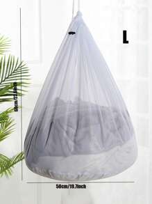 1pc Plain Laundry Bag, Minimalist Polyester Laundry Bag For Home - White - View 10