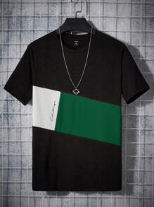 Manfinity VCAY Áo thun & Áo lót Nam Khối Màu Lá thư Giải trí - Màu xanh lá cây đậm - Xem 1