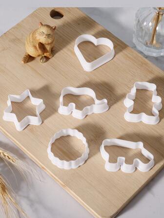 6入組塑料曲奇模具現代動物和心形設計家用曲奇模具