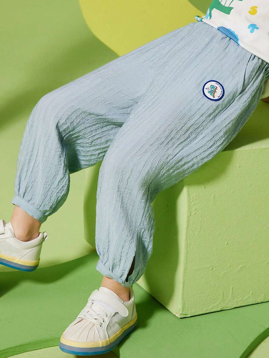 休閒貼布 口袋卡通男童（小）褲子 - 藍色 - 查看 1