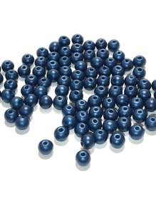 100 cái/bộ 1.0 MM Màu Xanh Đậm Ngọc Trai-Ánh Hạt Tự Làm Trang Sức Chất Liệu - Màu xanh hải quân - Xem 2