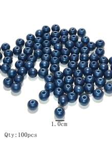 100 cái/bộ 1.0 MM Màu Xanh Đậm Ngọc Trai-Ánh Hạt Tự Làm Trang Sức Chất Liệu - Màu xanh hải quân - Xem 4