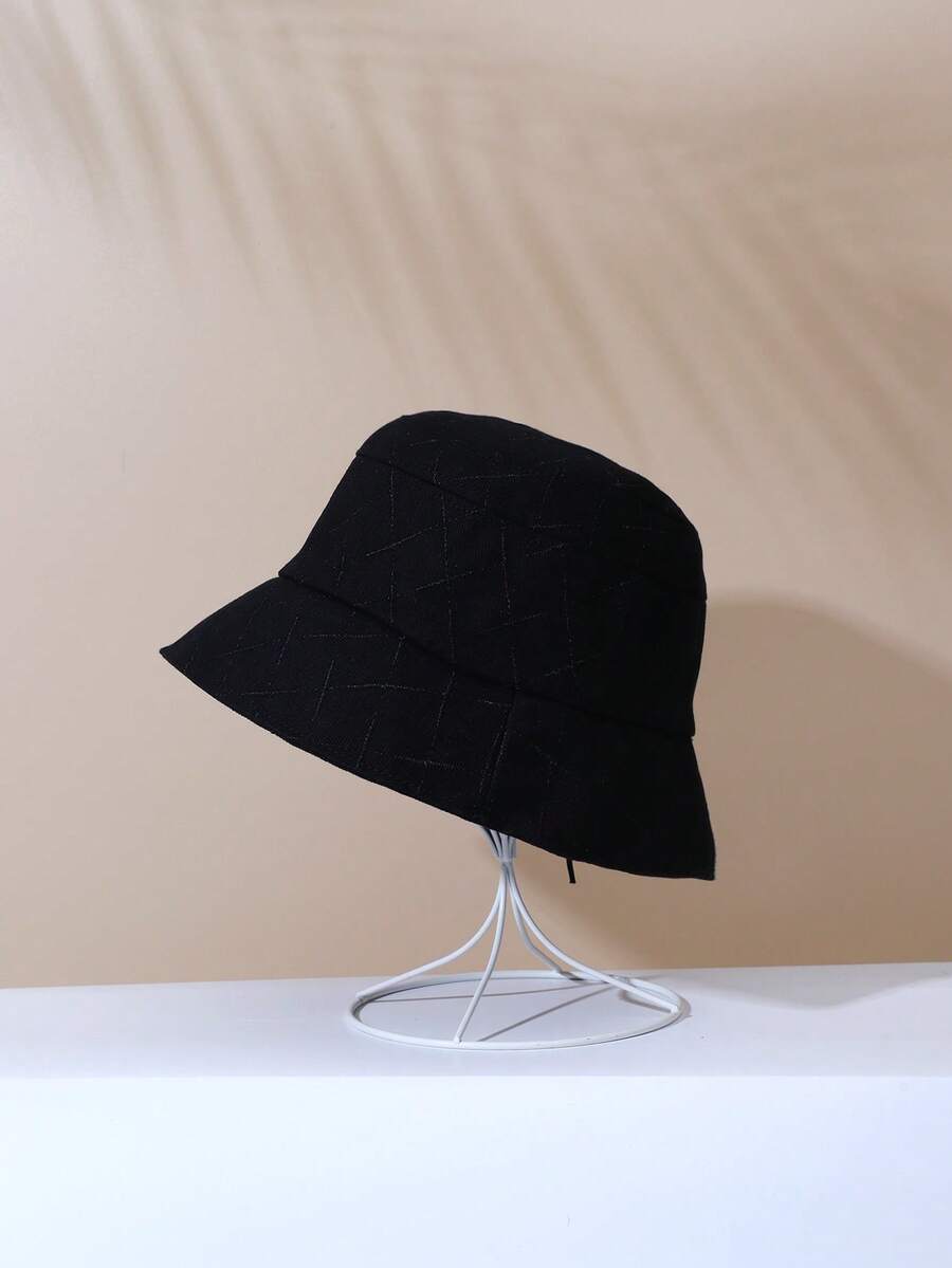 1pc Women Argyle Pattern Casual Bucket Hat For Summer - Black - View 1
