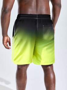 Manfinity Swimmode Hombres Shorts con estampado de ombré de cintura con cordón - Multicolor - Ver 2