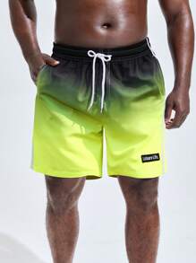 Manfinity Swimmode Hombres Shorts con estampado de ombré de cintura con cordón - Multicolor - Ver 3