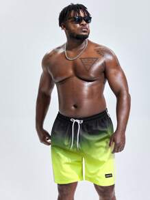 Manfinity Swimmode Hombres Shorts con estampado de ombré de cintura con cordón - Multicolor - Ver 4