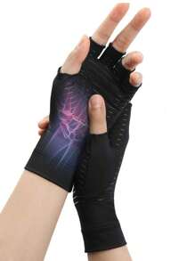 1 Đôi Găng Tay Chống Viêm Khớp-Găng Tay Không Ngón Truyền Đồng Tốt Nhất Cho Ống Cổ Tay, RSI, Bệnh Thấp Khớp - màu đen - Xem 1