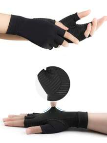 1 Đôi Găng Tay Chống Viêm Khớp-Găng Tay Không Ngón Truyền Đồng Tốt Nhất Cho Ống Cổ Tay, RSI, Bệnh Thấp Khớp - màu đen - Xem 7