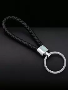 1pc Men Braided Detail Fashionable Keychain For Gift Casual Car Accessories Bag Charm School Cute Goth Y2k - Black - View 1