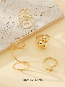4 piezas Anillo con diseño de bola - Amarillo Oro - Ver 3