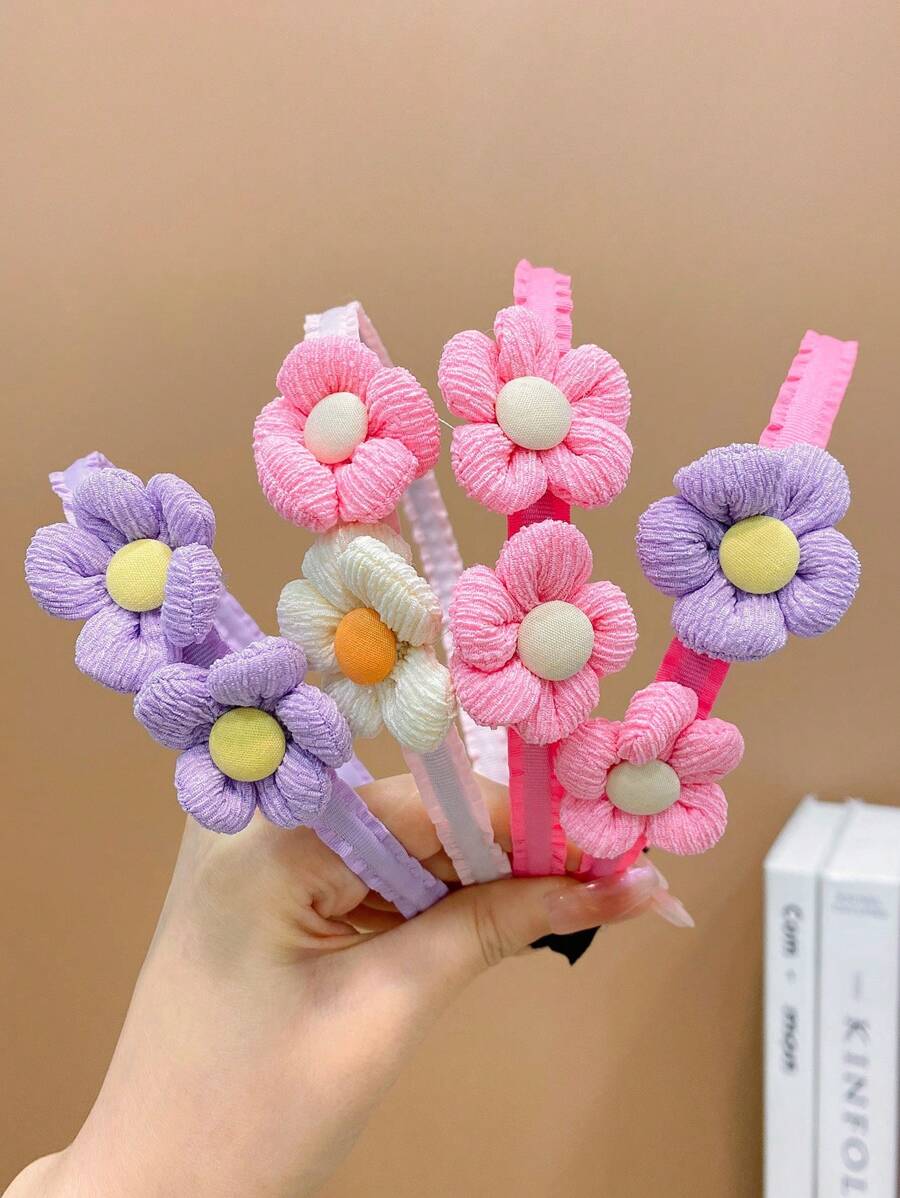 4入組女孩花朵裝飾髮箍日常裝飾 - 彩色 - 查看 1