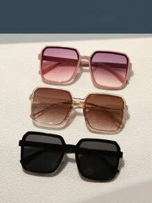 3 Pairs Of Unisex Square Fashion Glasses, Suitable For Sports, Travel, Music Festivals, Sport Style, Driving, Festivals, Beach, Outings, Summer Accessories, Vacation, Family Trips, Golf, Hiking, Elegant Styling, Street Fashion Accessories, Parties, Outdoor Activities, Street Style, Fishing, Holidays, Sun Protection, Vacation - Multicolor - View 1