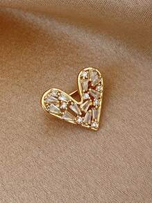 1入組心形胸針適用於防滑翻領別針適用於套裝裝飾用品 - 金色 - 查看 6