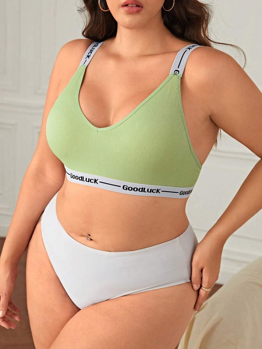 Sujetador panel con cinta con letra - verde menta - Ver 1