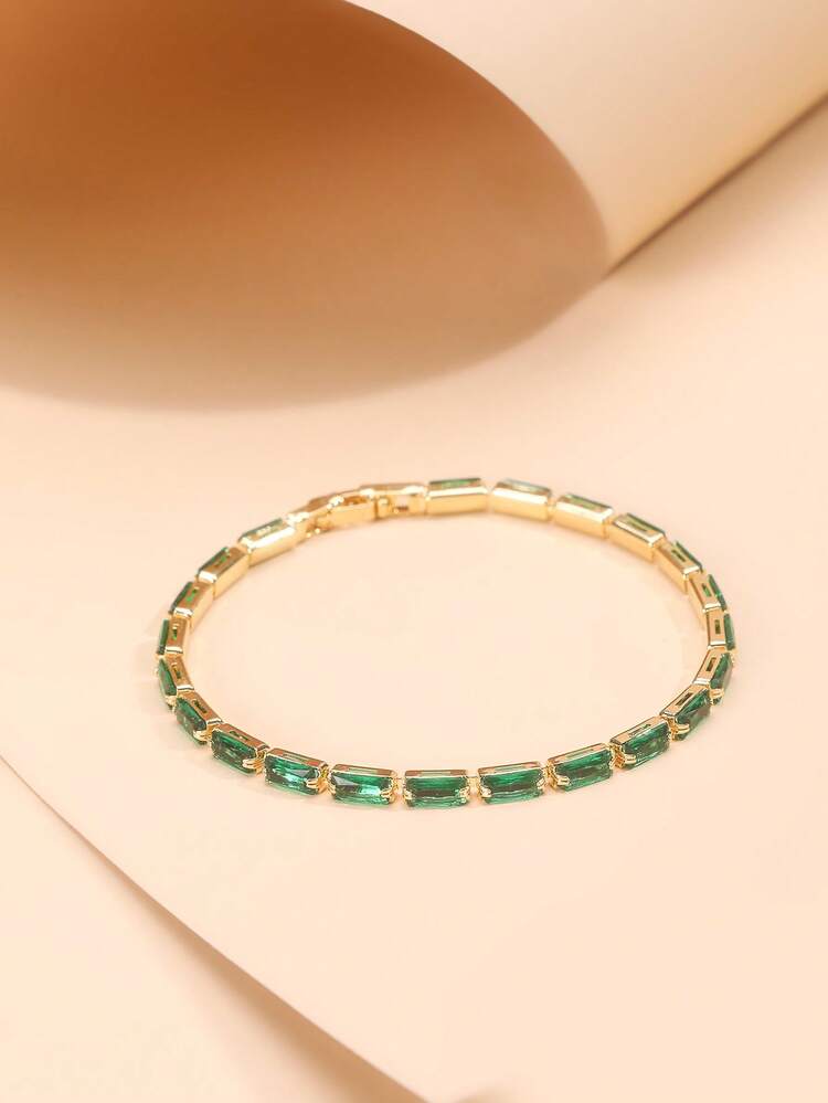 Vòng tay trang trí bằng đá khối Zirconia - màu xanh lá - Xem 2