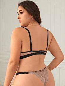 Plus Floral Lace Lingerie Set - Coral Orange - View 2