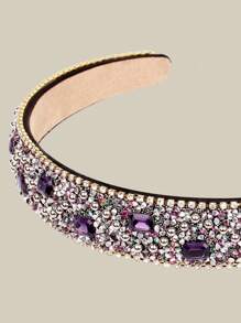 1入組女士水鑽裝飾魅力四射髮箍適用於日常 - 紫色 - 查看 3