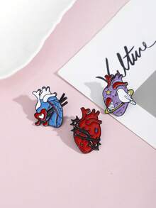 3入組/套創意心形胸章適用於衣服裝飾用品胸針 - 彩色 - 查看 3