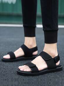 男士魔術貼運動涼鞋 - 黑色 - 查看 2