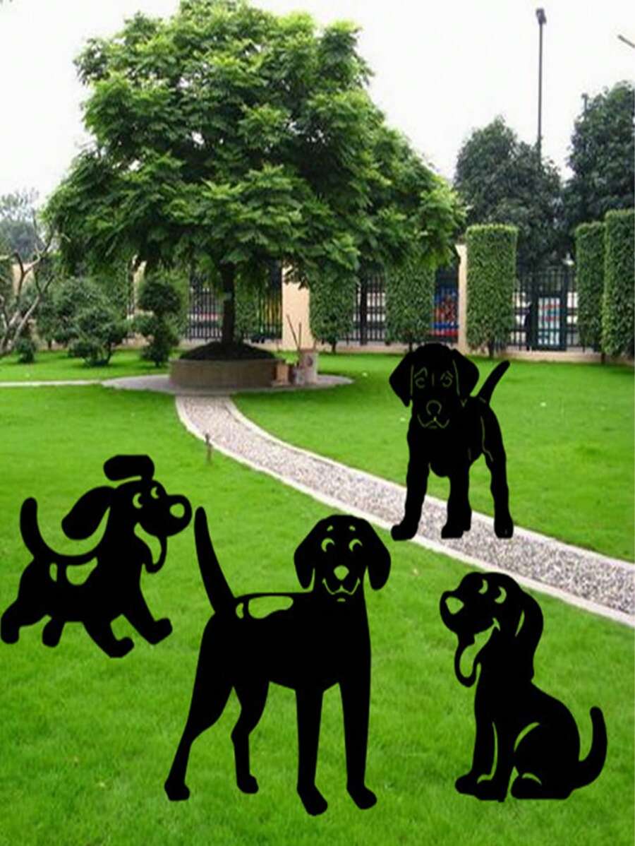 1pc Dog Shaped Decorative Garden Stake - Black - View 1