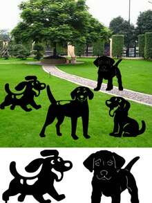 1pc Dog Shaped Decorative Garden Stake - Black - View 2