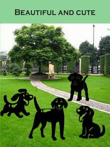 1pc Dog Shaped Decorative Garden Stake - Black - View 7