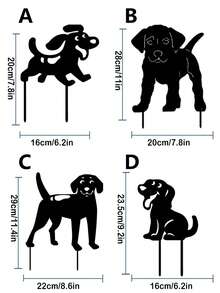 1pc Dog Shaped Decorative Garden Stake - Black - View 8