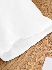 SHEIN LUNE Plus Solid Button Front Shirt Dress - White - View 3