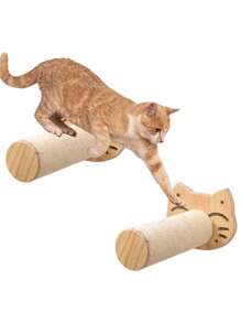 1pc Wooden Cat Decor Cat Climbing Step For Cat For Play - Apricot - View 1