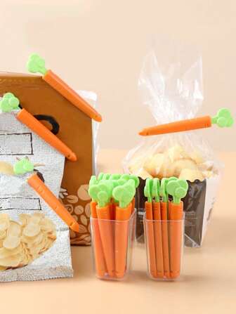 5入組胡蘿蔔形食品封口夾塑料創意食品和零食袋封口夾廚房可愛保鮮封口機