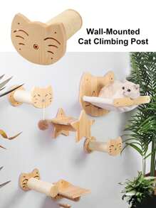1pc Wooden Cat Decor Cat Climbing Step For Cat For Play - Apricot - View 6