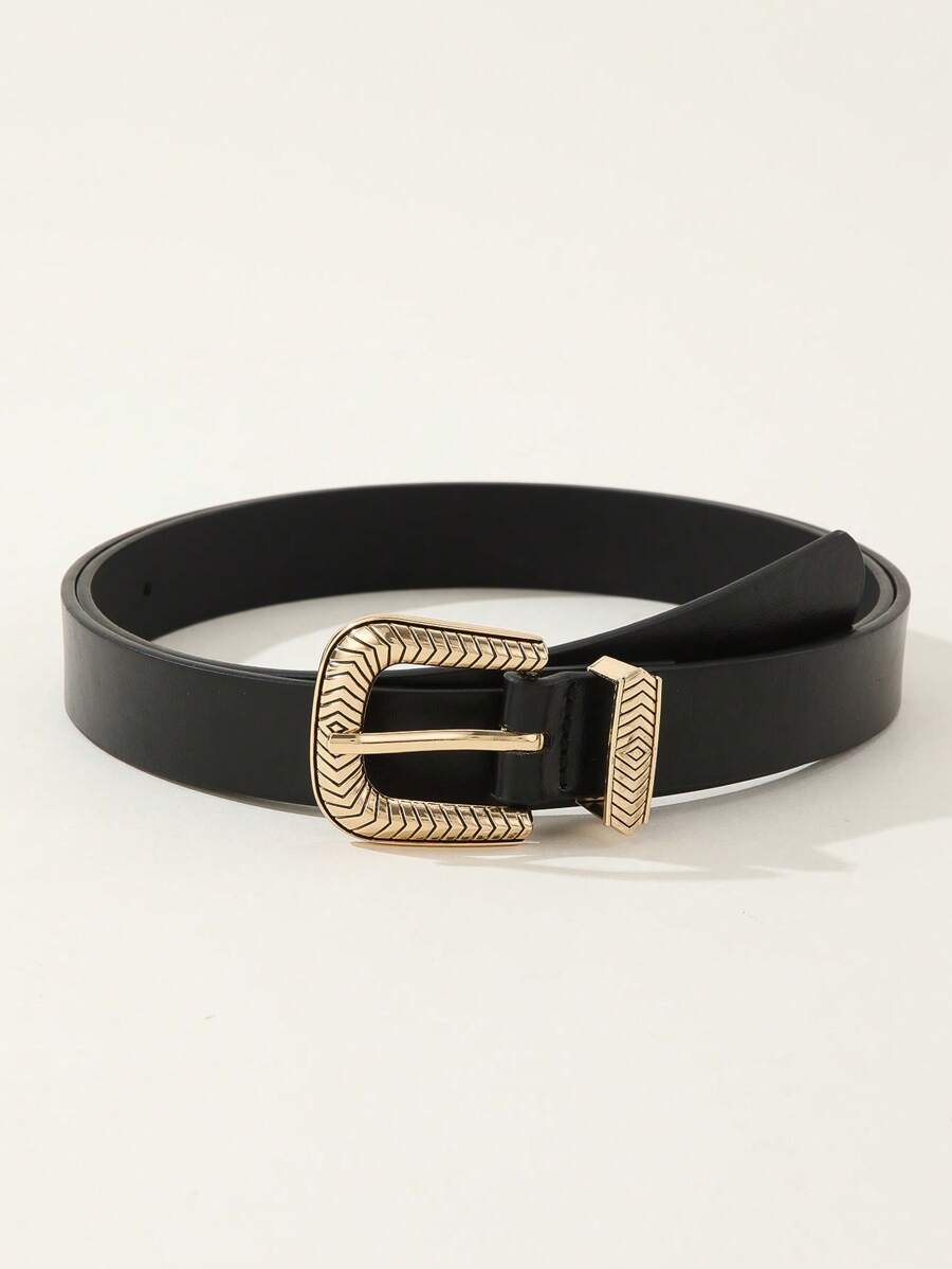 1 cái thắt lưng nữ khóa hình học thông thường cho cuộc sống hàng ngày - màu đen - Xem 1