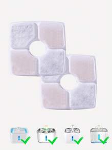 2入組寵物飲水噴泉過濾器工具適用於貓和狗狗適用於清潔 - 白色 - 查看 2