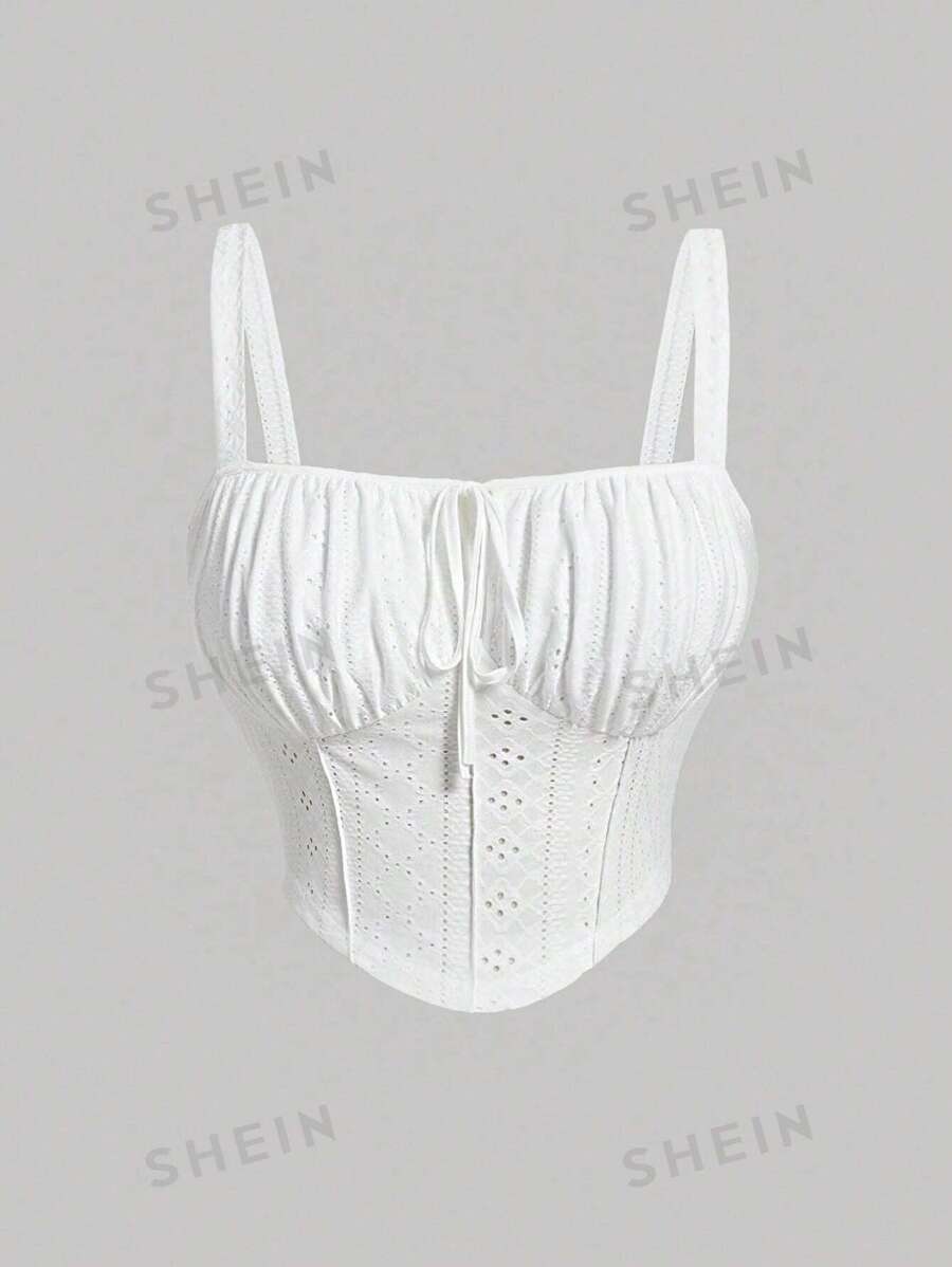 SHEIN MOD Top pecho con fruncido con cordón delantero correa ancha