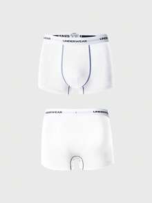 Men 5pcs Letter Tape Waist Boxer Brief - White - View 4
