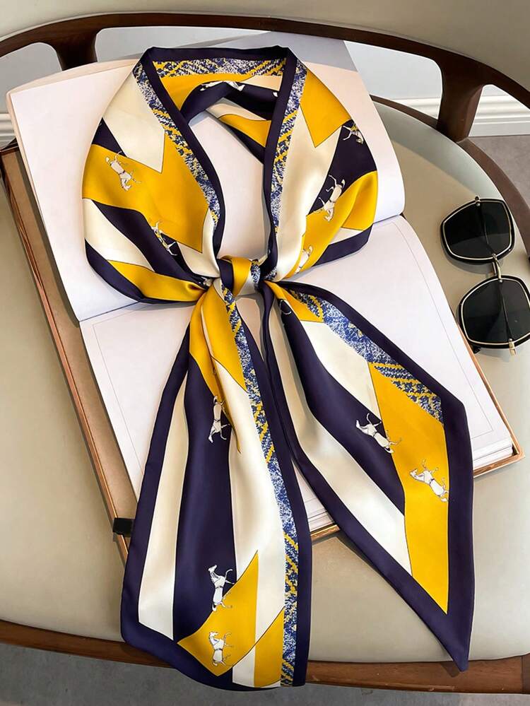 1pc Printed Long Scarf 5.3 X 57 Inches Women's Fashion Headband, Belt, Bag Handle, Neck Scarf 13.5 X 145 CM Bandana,Hair Band,Head Band Ideal For Dressing Up Your Look