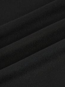 SHEIN EZwear Plus Notched Neckline Tank Top & Wide Leg Trousers - Black - View 3