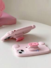 小豬設計伸縮支架矽膠手機殼相容iPhone15/15Plus/15Pro/15Promax - 粉色 - 查看 7