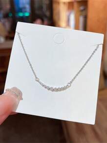 簡約甜美鎖骨鏈項鍊輕奢風百搭冷色調 - 銀色 - 查看 1
