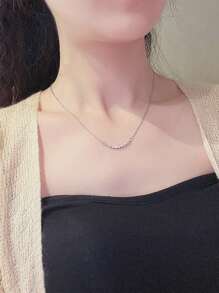 簡約甜美鎖骨鏈項鍊輕奢風百搭冷色調 - 銀色 - 查看 2