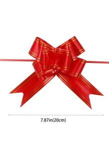 10 Cái/bộ Nhựa PVC Gói Quà Nơ Hiện Đại Kim Loại Họa Tiết Sọc Nơ Trang Trí Gói Quà - Đỏ - Xem 2