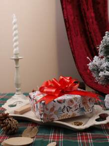 10 Cái/bộ Nhựa PVC Gói Quà Nơ Hiện Đại Kim Loại Họa Tiết Sọc Nơ Trang Trí Gói Quà - Đỏ - Xem 5