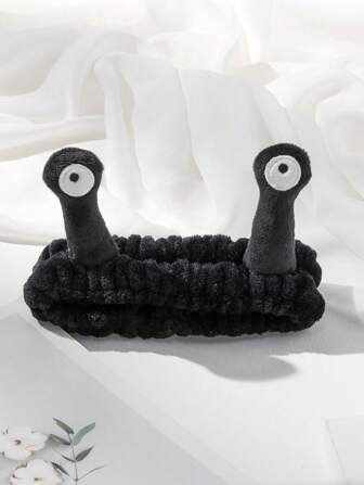 1 st ögondetalj badhårband, tecknad söt svart polyester ansiktsmakeuphårband för badrum hem badrumsinredning sommar