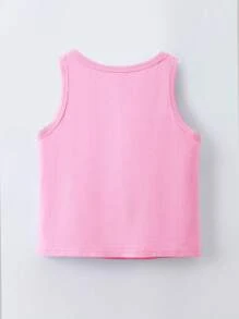 SHEIN Toddler Girls Solid Tank Top - Baby Pink - View 2