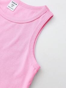 SHEIN Toddler Girls Solid Tank Top - Baby Pink - View 4