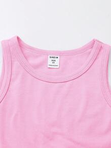 SHEIN Toddler Girls Solid Tank Top - Baby Pink - View 5